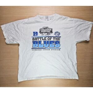 Vintage ESPN College Gameday Battle of the Blues T-Shirt White 2XL Duke UNC READ